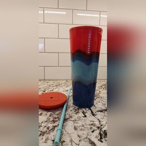 Venti red, aqua, blue wave starbucks tumbler